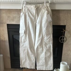 Splendid Cream Wide Leg Cargo Pants